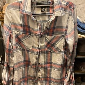 Pink blue and white flannel